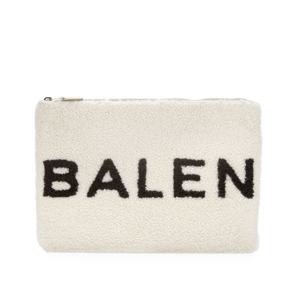 ISO Balenciaga Shearling Logo Clutch